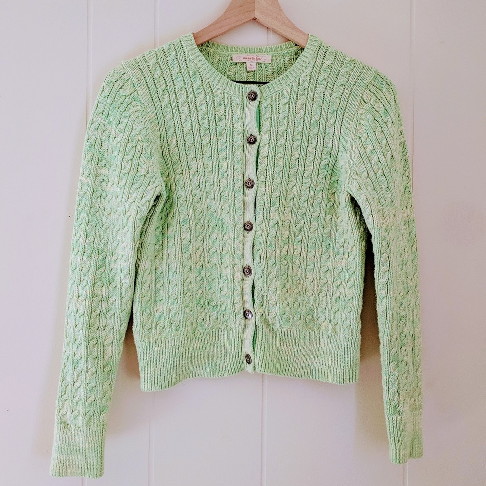 Brooks Brothers Lime Cable Knit Cardigan